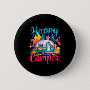 Funny happy camper camping apparel trailer rv kids 6 cm round badge
