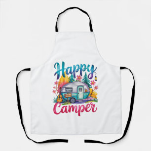 Funny Happy Camper Camping Apparel Trailer RV Kids Apron