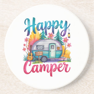 Funny Happy Camper Camping Apparel Trailer RV Kids Coaster