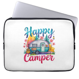 Funny Happy Camper Camping Apparel Trailer RV Kids Laptop Sleeve