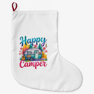 Funny Happy Camper Camping Apparel Trailer RV Kids Large Christmas Stocking