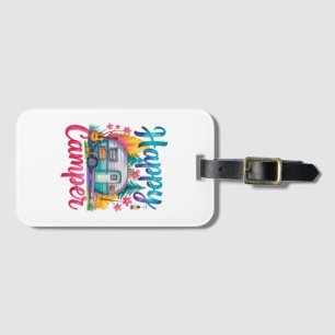 Funny Happy Camper Camping Apparel Trailer RV Kids Luggage Tag