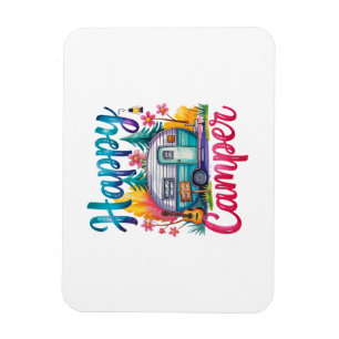 Funny Happy Camper Camping Apparel Trailer RV Kids Magnet