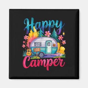 Funny happy camper camping apparel trailer rv kids magnet