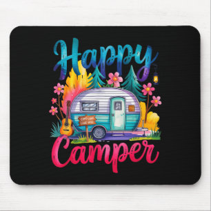 Funny happy camper camping apparel trailer rv kids mouse mat