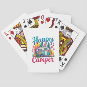 Funny Happy Camper Camping Apparel Trailer RV Kids Playing Cards