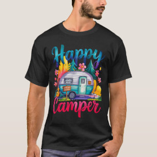 Funny happy camper camping apparel trailer rv kids T-Shirt