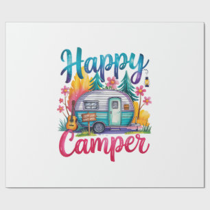 Funny Happy Camper Camping Apparel Trailer RV Kids Wrapping Paper