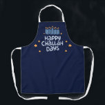 Funny Happy Challah Days Hanukkah Blue Apron<br><div class="desc">Celebrate Hanukkah with this fun "Happy Challah Days" Apron, adorned with playful typography and vibrant blues. Available in three sizes, it's perfect for adults, teens, and children alike. The apron features a sublimated neck strap and an adjustable waist tie to ensure a comfortable fit. Crafted from 100% polyester, this apron...</div>