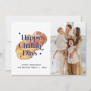 Funny Happy Challah Days Hanukkah Custom Photo Hol Holiday Card