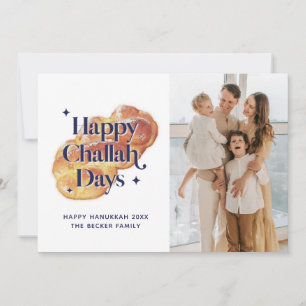 Funny Happy Challah Days Hanukkah Family Photo  Holiday Card