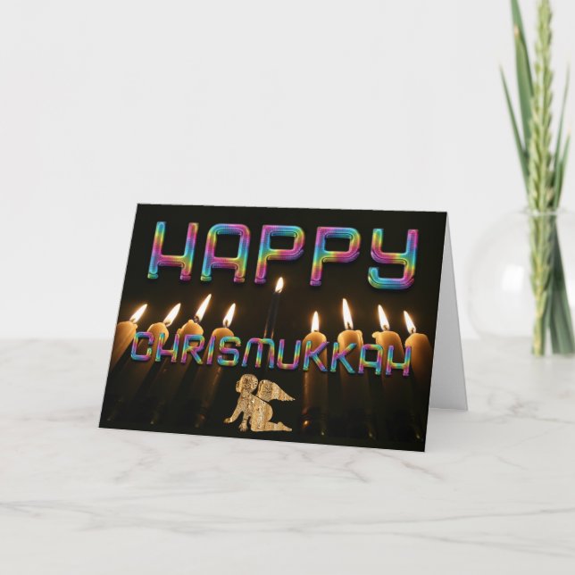 Funny Happy ChrisMukkah Angel Christmas Hanukkah Holiday Card (Front)