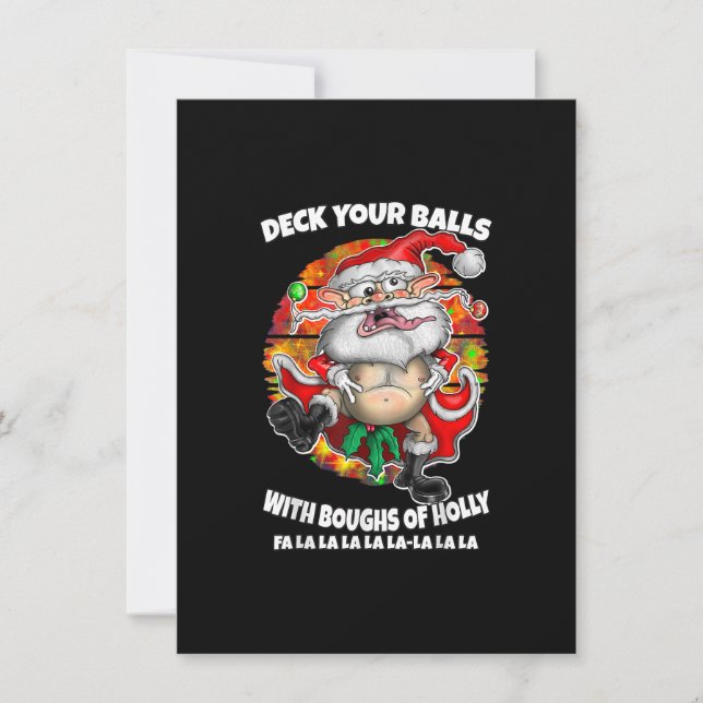 Funny Happy Christmas Crazy Santa Festive Merry Xm Invitation (Front)