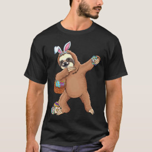Funny Happy cute sloth with Bunny ears & Egg Hunti T-Shirt