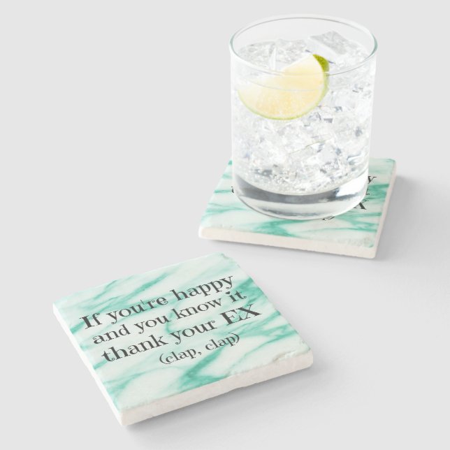 Funny Happy Divorce Quote Stone Coaster (Side)
