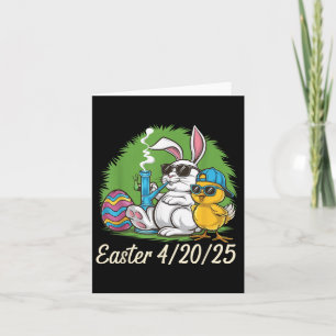 Funny Happy Easter Bunny Chick Smoking Weed Card