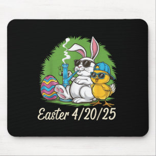 Funny Happy Easter Bunny Chick Smoking Weed Mouse Mat