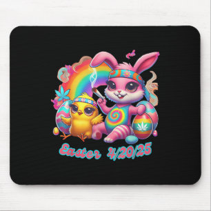 Funny Happy Easter Bunny Chick Smoking Weed  Mouse Mat