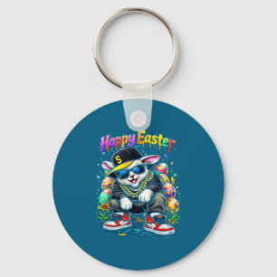 Funny happy easter bunny cool street men women key ring
