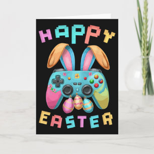 Funny Happy Easter Bunny Gaming Controller Gamer B Card