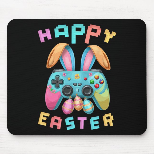 Funny Happy Easter Bunny Gaming Controller Gamer B Mouse Mat (Front)