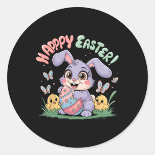 Funny Happy Easter Bunny Toddler Kids Easter Rabbi Classic Round Sticker