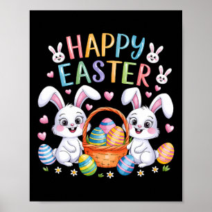 Funny Happy Easter Bunny Toddler Kids Easter Rabbi Poster