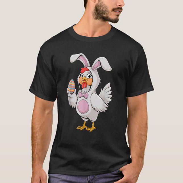Funny Happy Easter Chicken Bunny Fun Eggs Farm Eas T-Shirt (Front)