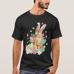 Funny happy easter cute cat bunny eggs basket rabb T-Shirt