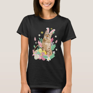 Funny happy easter cute cat bunny eggs basket rabb T-Shirt