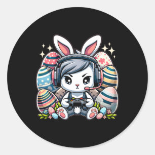 Funny Happy Easter Day Bunny Egg Boys Girls Kids G Classic Round Sticker