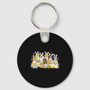 Funny happy easter dog mum dad dog bunny ears boys key ring