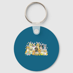 Funny happy easter dog mum dad dog bunny ears boys key ring