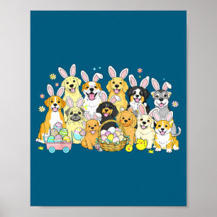 Funny happy easter dog mum dad dog bunny ears boys poster