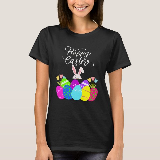 Funny Happy Easter Egg Hunt Cute Bunny Ears Sister T-Shirt (Front)