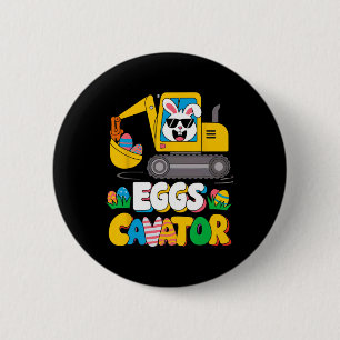 Funny Happy Easter Eggs Cavator Excavator Outfit B 6 Cm Round Badge