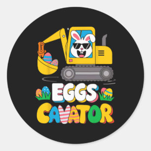 Funny Happy Easter Eggs Cavator Excavator Outfit B Classic Round Sticker