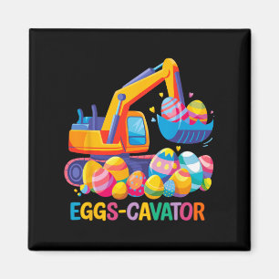 Funny Happy Easter Eggs Cavator Excavator Outfit B Magnet