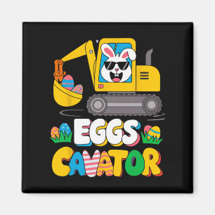 Funny Happy Easter Eggs Cavator Excavator Outfit B Magnet
