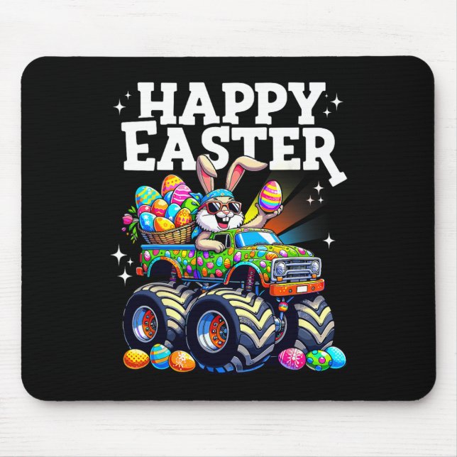 Funny Happy Easter Monster Truck Bunny Easter Eggs Mouse Mat (Front)