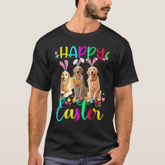 Funny Happy Easter Three Golden Retriever Wearing  T-Shirt