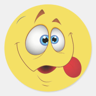 Funny Happy Face Blue Eyes Classic Round Sticker