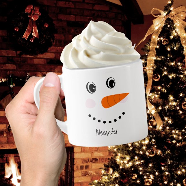 Funny Happy Face Snowman Christmas Hot Coco  Espresso Cup (Creator Uploaded)