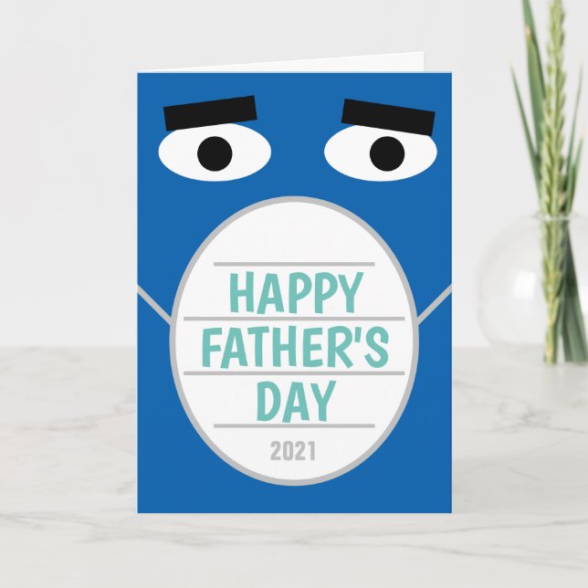 Funny Happy Father's Day 2021 blue face mask Card (Front)