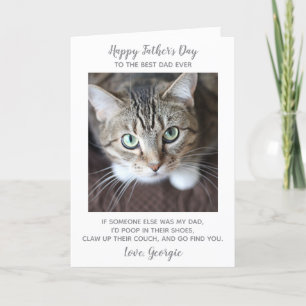 Funny Happy Fathers Day Pet Photo Cat Dad Holiday Card
