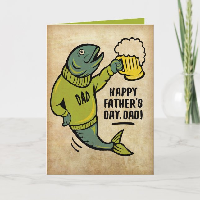 Funny Happy Father's Day–You're A Keeper Fish Card (Front)