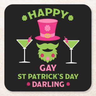 Funny Happy Gay St Patrick's Day Square Paper Coaster