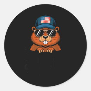 Funny Happy Groundhog Day _1 Classic Round Sticker