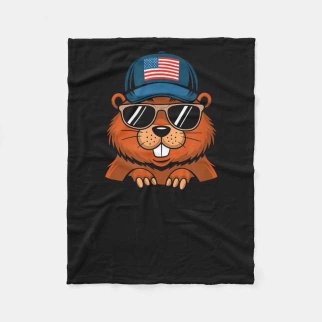 Funny Happy Groundhog Day _1  Fleece Blanket (Front)