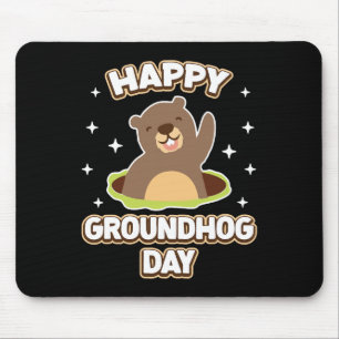 Funny Happy Groundhog Day 2025 Mouse Mat